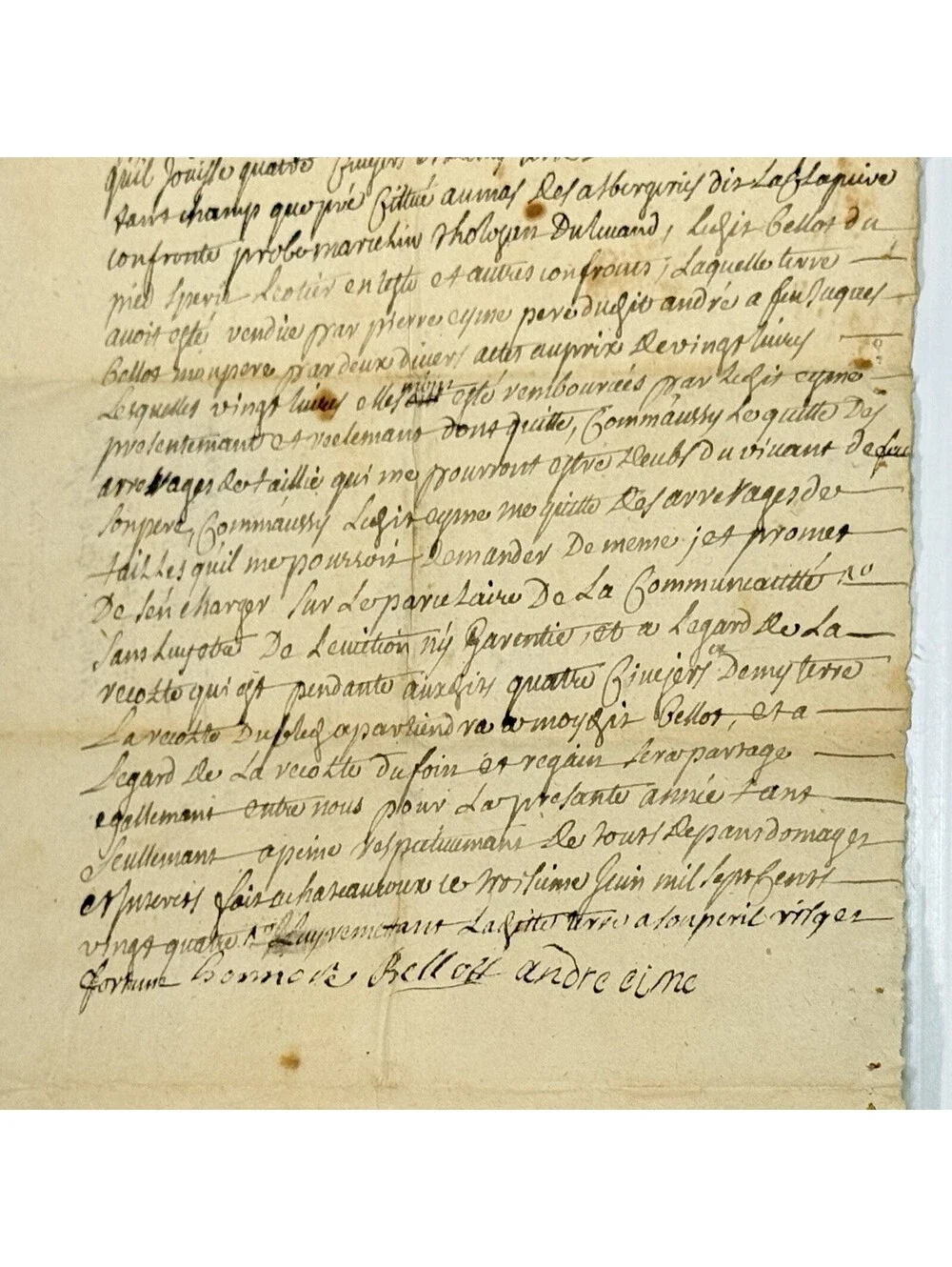 Original 1724 French Notarial Land Agreement Signed Pre-1800 Manuscript Ephemera